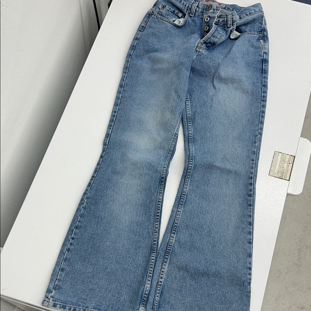 V I N T A G E: Light Blue Silver Flare Jeans Size 27